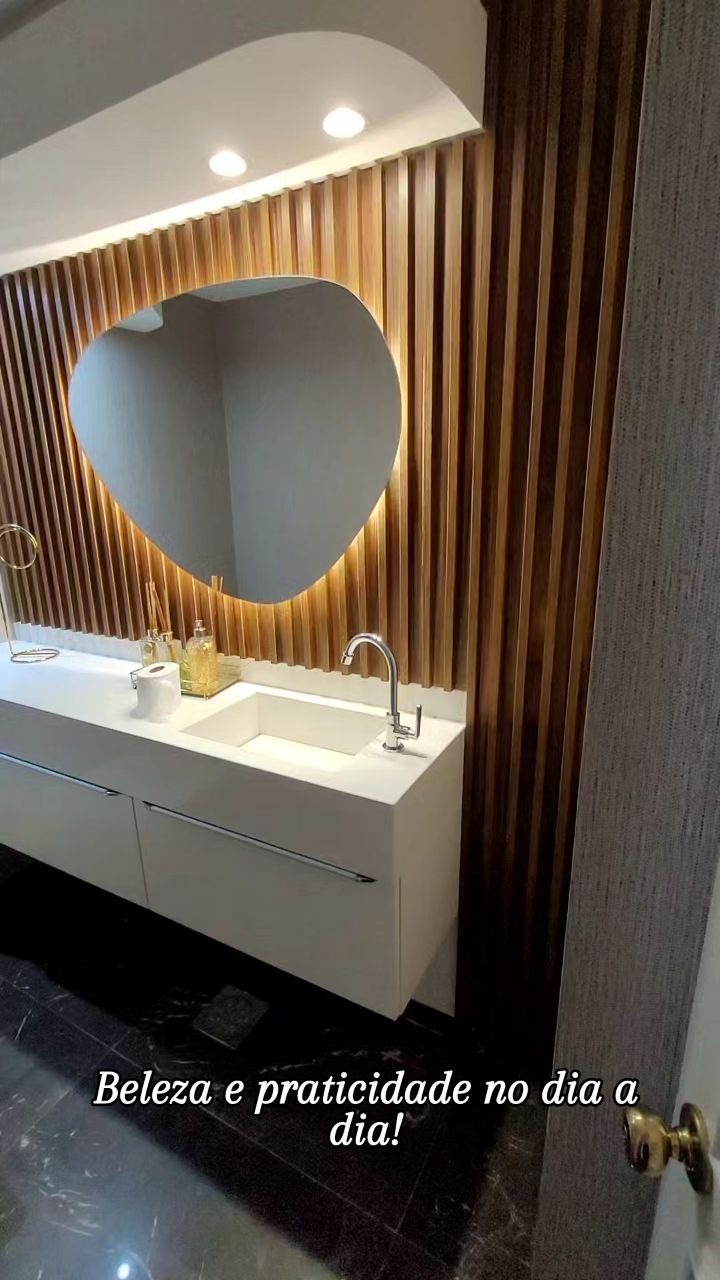 Lavabo em madeira — projeto Casa Porto